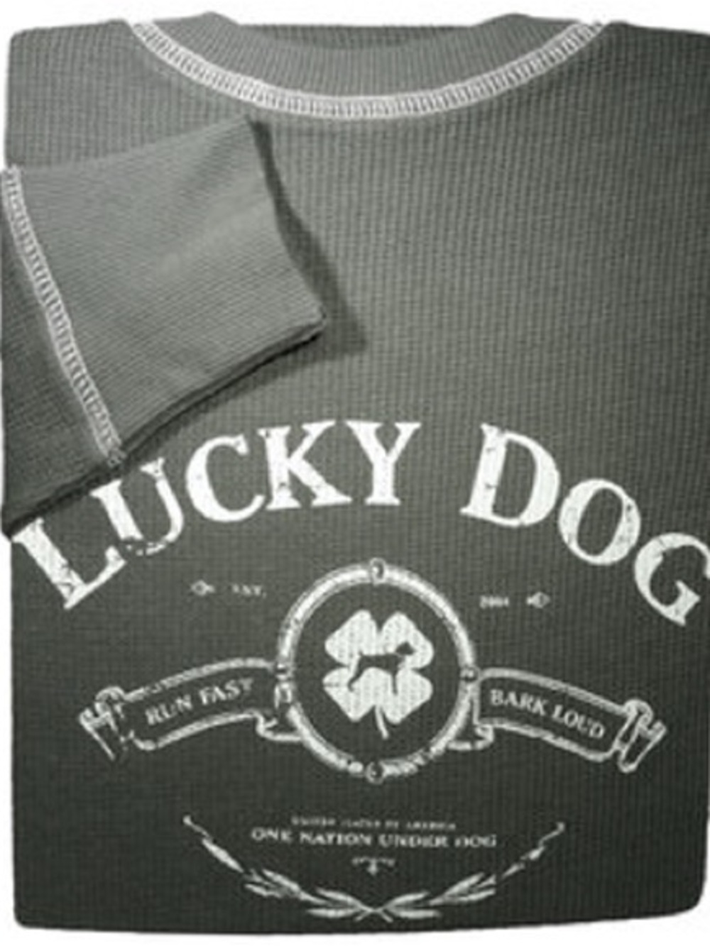 Lucky Brand Gray Waffle-Knit 'Lucky Dog' Graphic Crewneck Sweatshirt